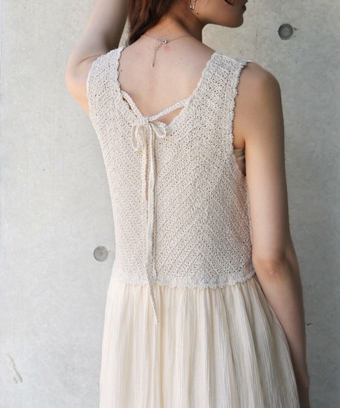 日本 Bab - 夏日氛圍鉤針縐紗背心裙-象牙白