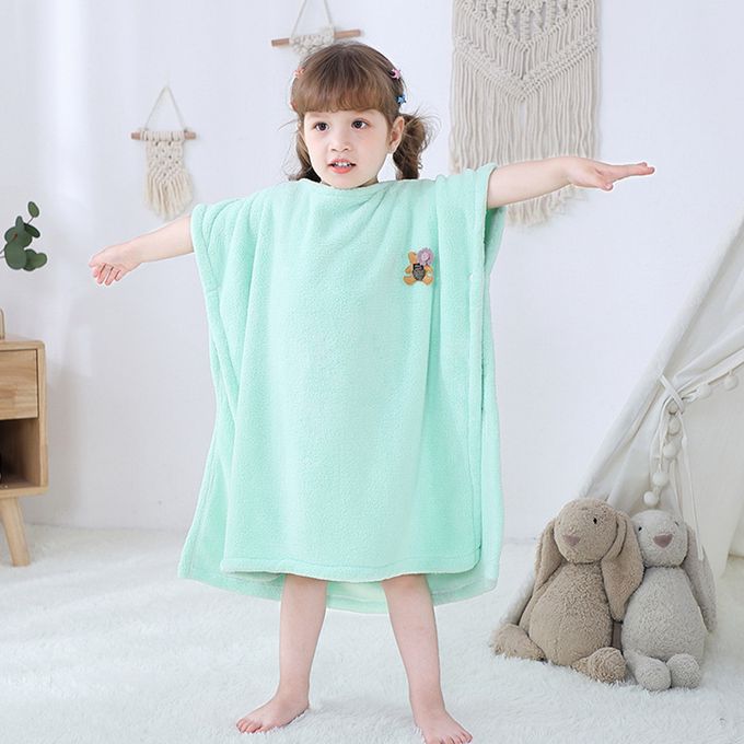 Vanibaby - 【Vanibaby】連帽浴巾衣_動物造型 吸水珊瑚絨-青色小象