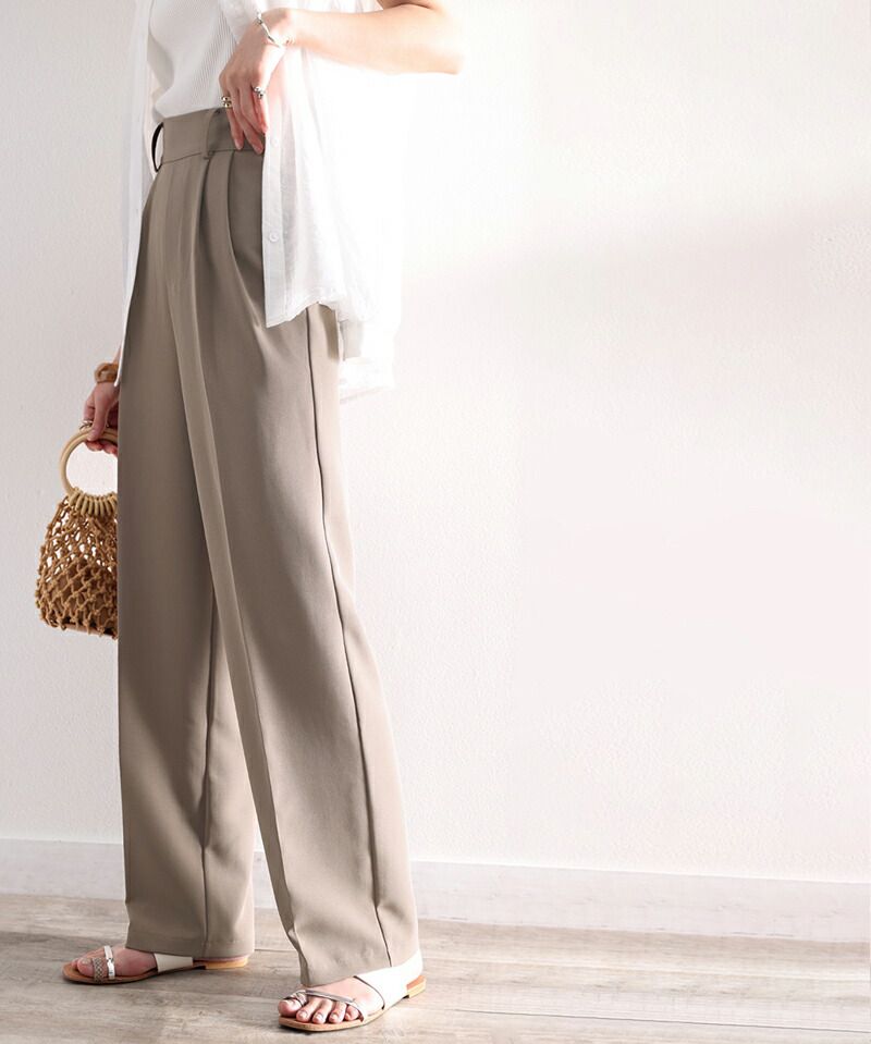 日本 Classical Elf - 修長美腿打褶西裝褲-摩卡棕