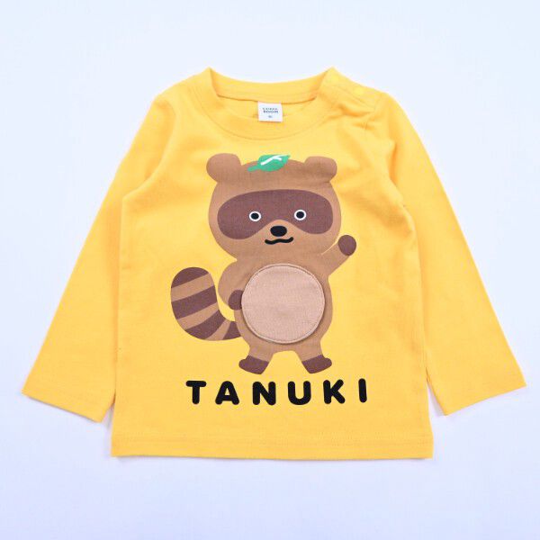 日本 Baby Room - 立體翻翻樂長袖上衣-狸貓時鐘-薄荷