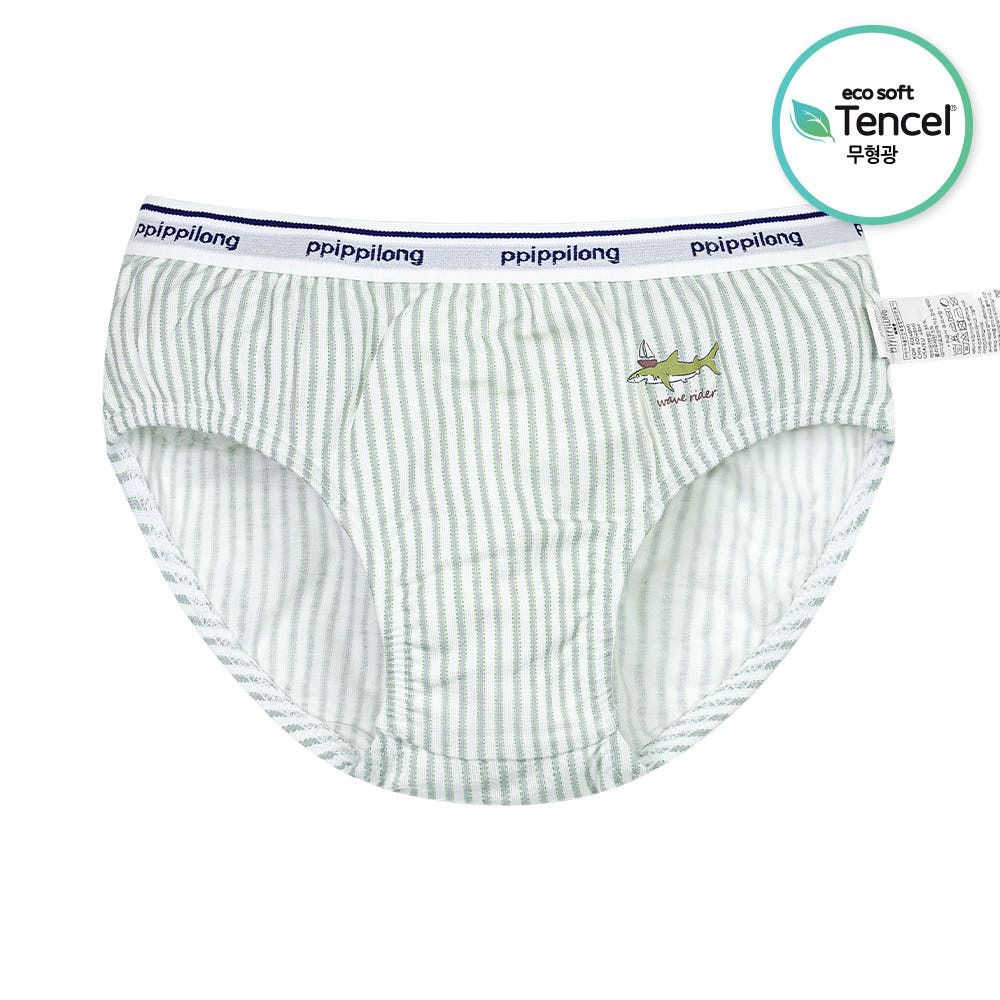 天絲纖維透氣三角褲(男寶)-直紋鯊魚-綠
