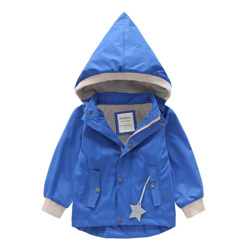 防風防雨反光衝鋒外套(加絨)-尖帽-藍色