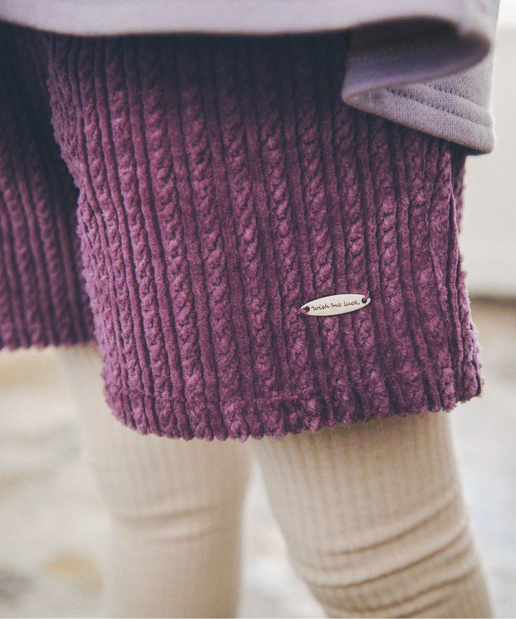 日本 apres les cours - 蝴蝶結口袋燈芯絨短褲-葡萄紫