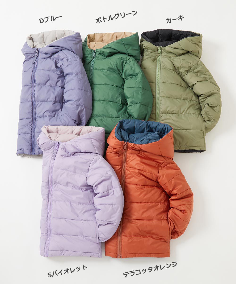 日本 devirock - 雙面穿防風保暖科技羽絨外套-藍紫x淺灰