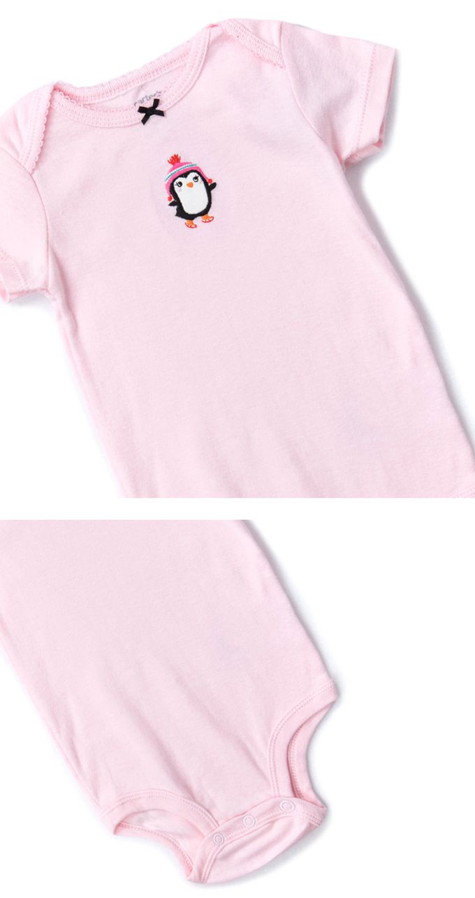 美國 Carter's - 企鵝刺繡短袖+長袖包屁衣+長褲3件組 (18 M)