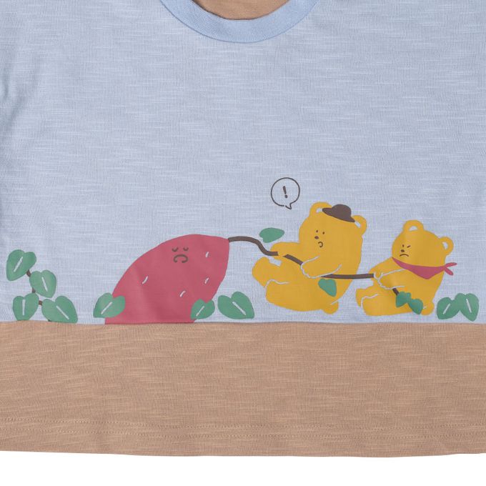 akachan honpo - 長袖T恤-拼接-藍色