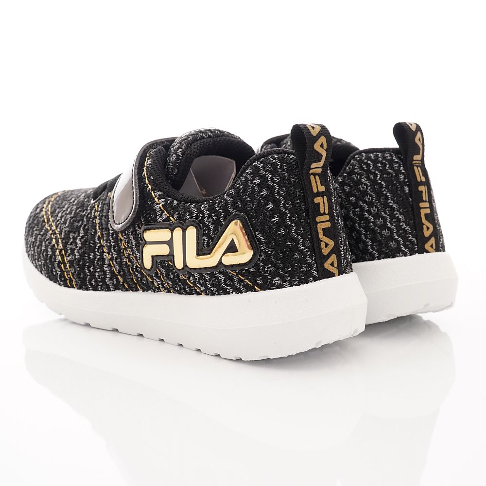 FILA - 運動童鞋-針織簡約慢跑鞋款(中大童段)-黑金