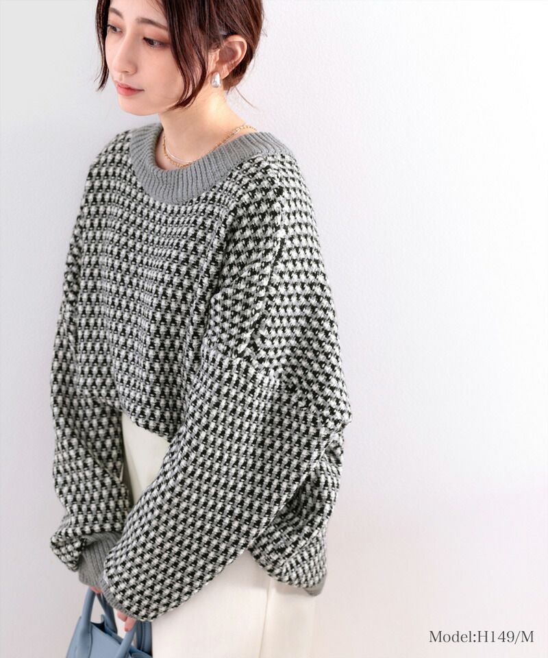 日本 Classical Elf - 復古緹花前後穿2Way滾邊針織上衣-黑灰系