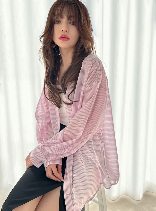 日本 GRL - 可愛後綁帶翻領長袖襯衫-簡約黑 (F)