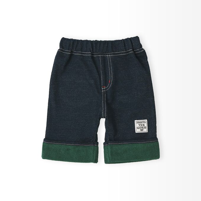 日本 ZOOLAND - 可愛水果口袋反摺造型短褲-西瓜-深藍