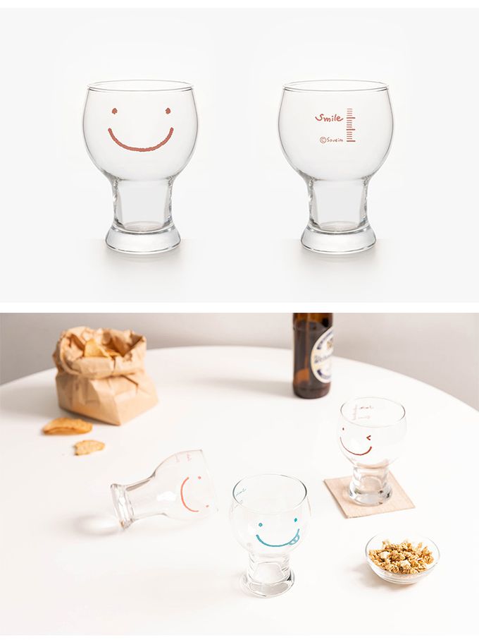 韓國 SSUEIM - 微笑款玻璃啤酒杯6件組450ml