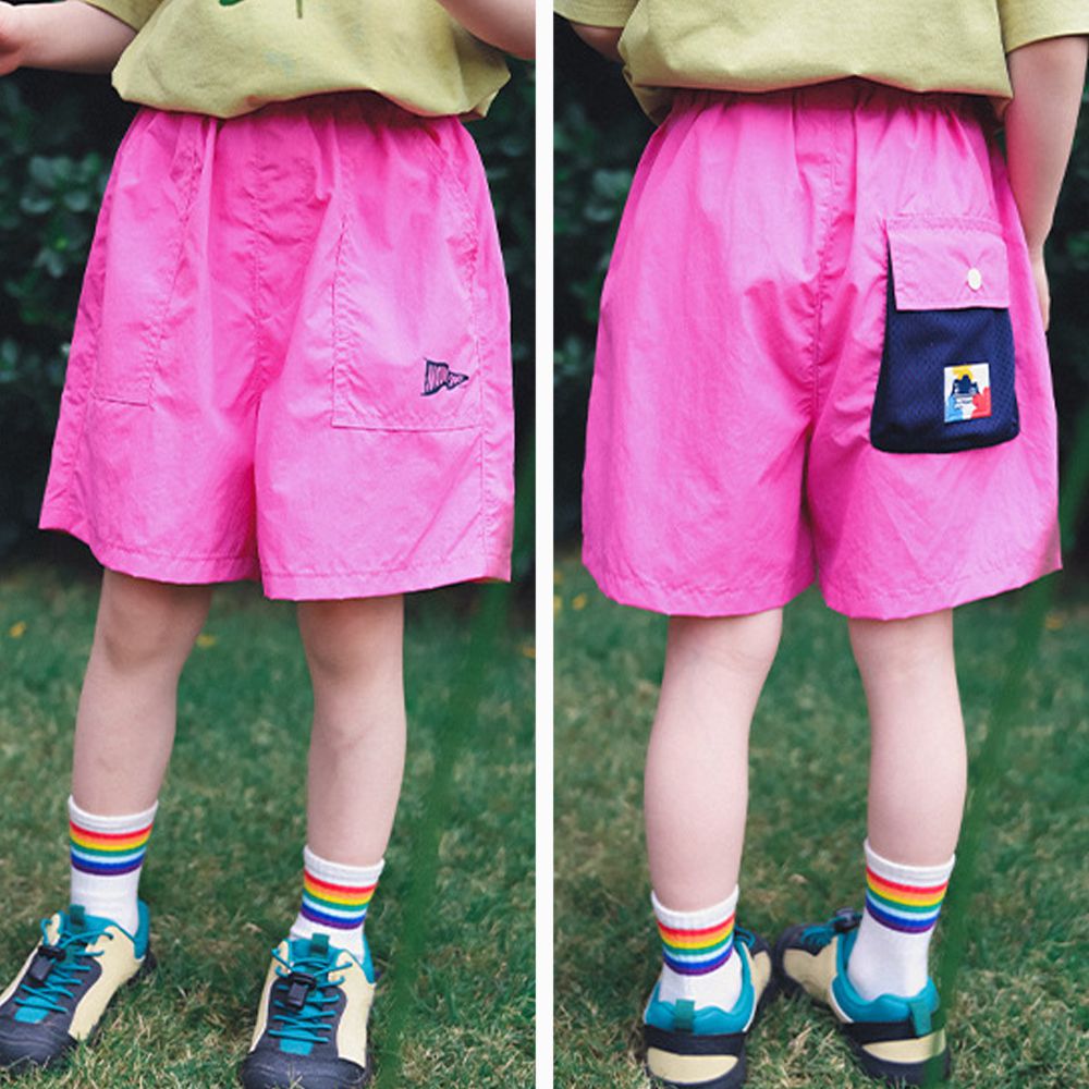 運動休閒速乾五分褲-後口袋-粉紫