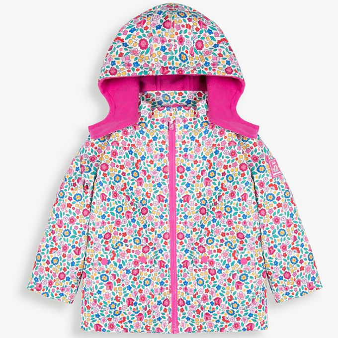 英國 JoJo Maman BeBe - 四合一多功能防水保暖連帽外套-花海