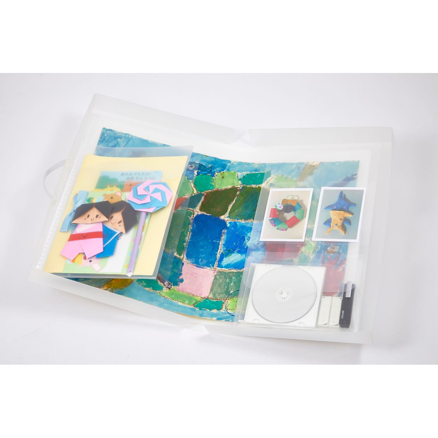 日本千趣會 - [熱銷更新版]美勞作品收納盒(附提把)-白 (45×29.5×4.5cm)