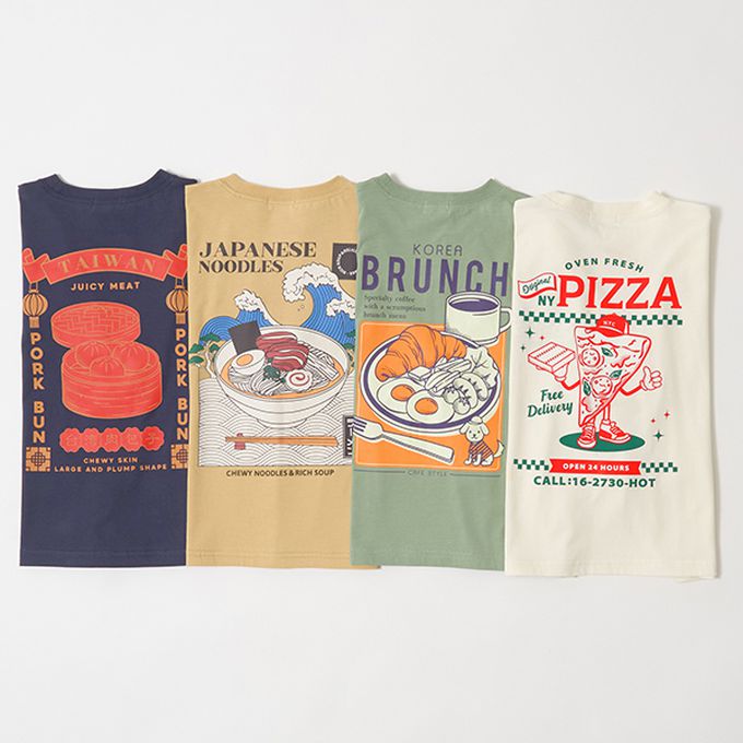 日本 b-ROOM - 純棉柔軟世界美食長袖上衣-台灣包子-海軍藍