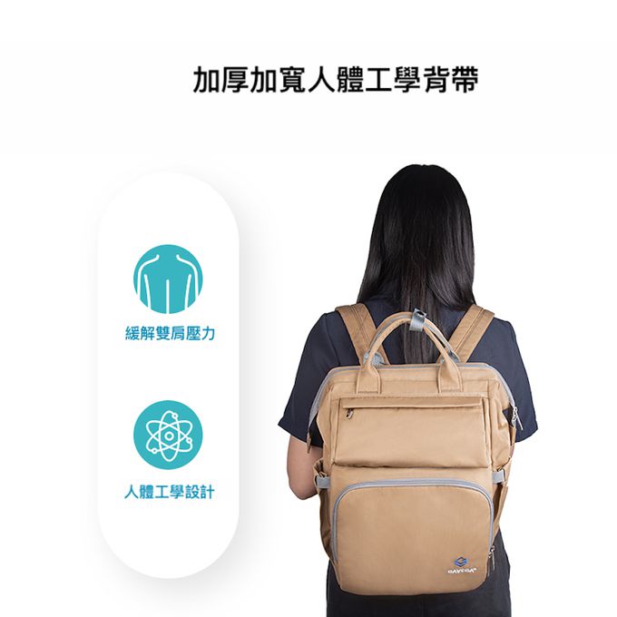 Heine 海恩 - 多功能後背包 媽咪包 媽媽後背包 中性後背包(GAVEGA WIN-54354)-卡其色
