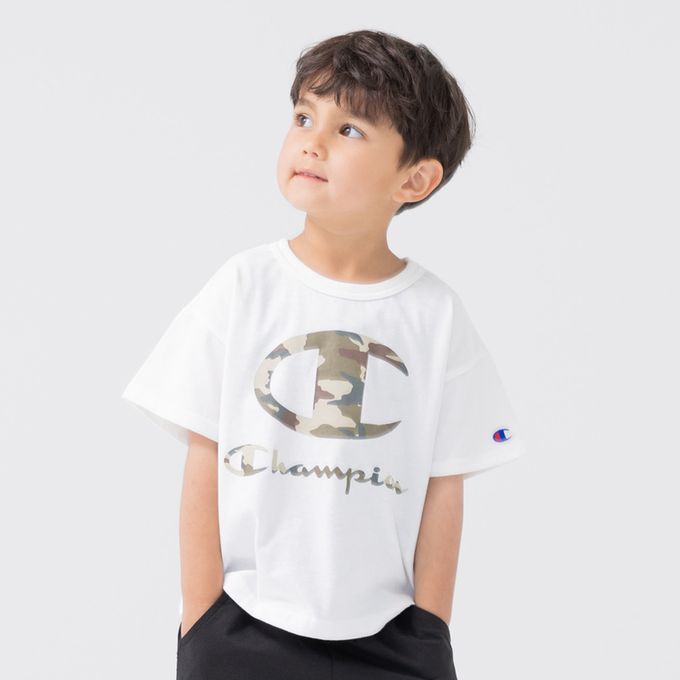 日本 Chil2 - Champion聯名 短袖上衣-迷彩logo-黑