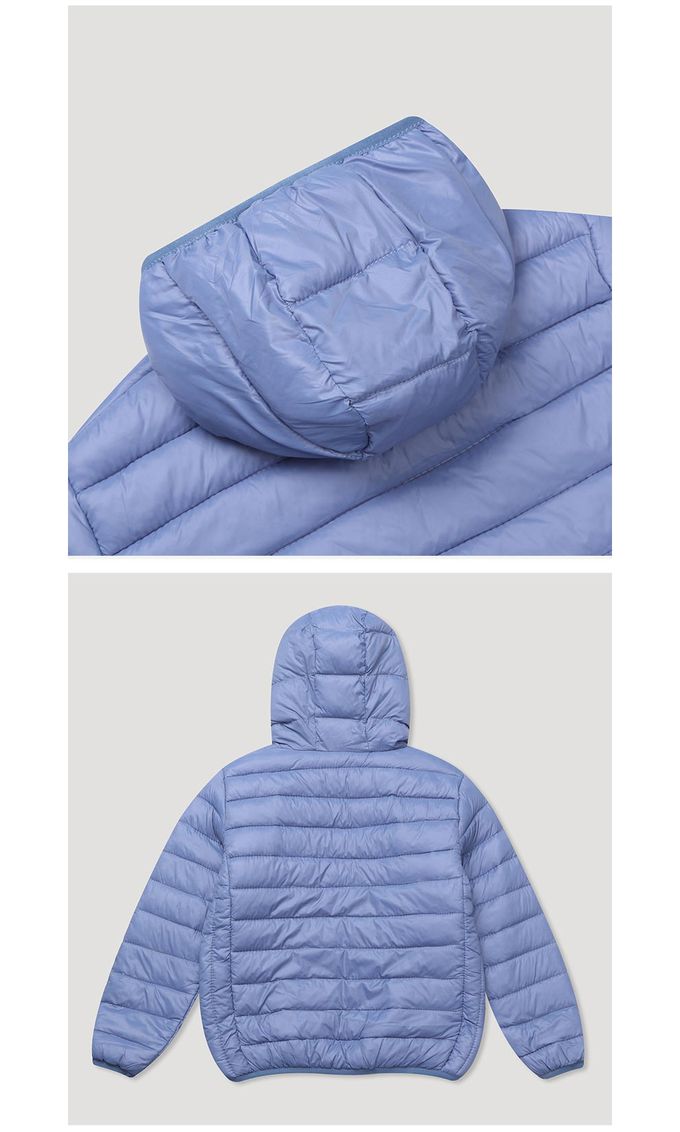 韓國 INDIVIDUEL - 輕量填充棉連帽拉鏈外套-桃粉