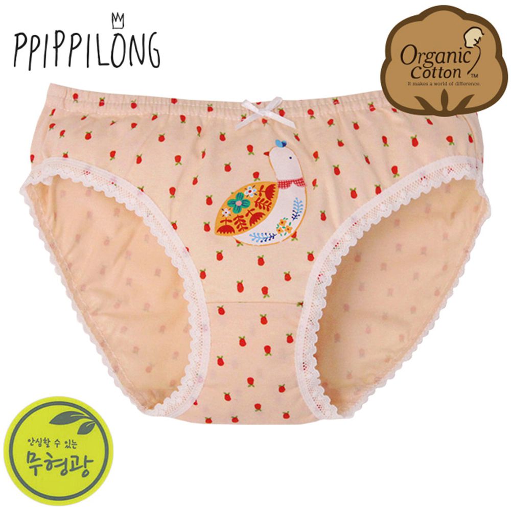 韓國 Ppippilong - 有機棉透氣三角褲(女寶)-花花母雞