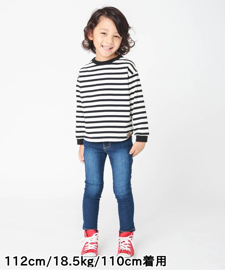 日本 BREEZE - 正反OK！圓領百搭長袖大學T-橫條紋-黑白