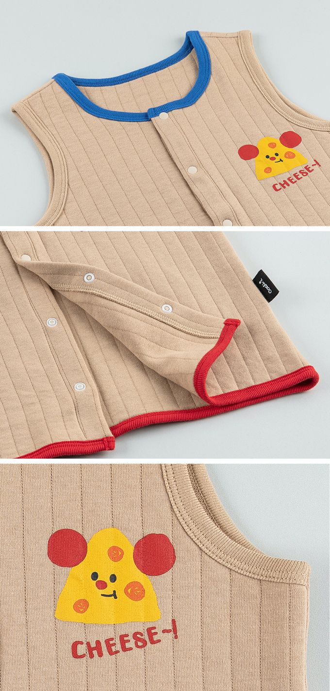 韓國 Cordi-i - 3層鋪棉保暖背心-起司-奶茶