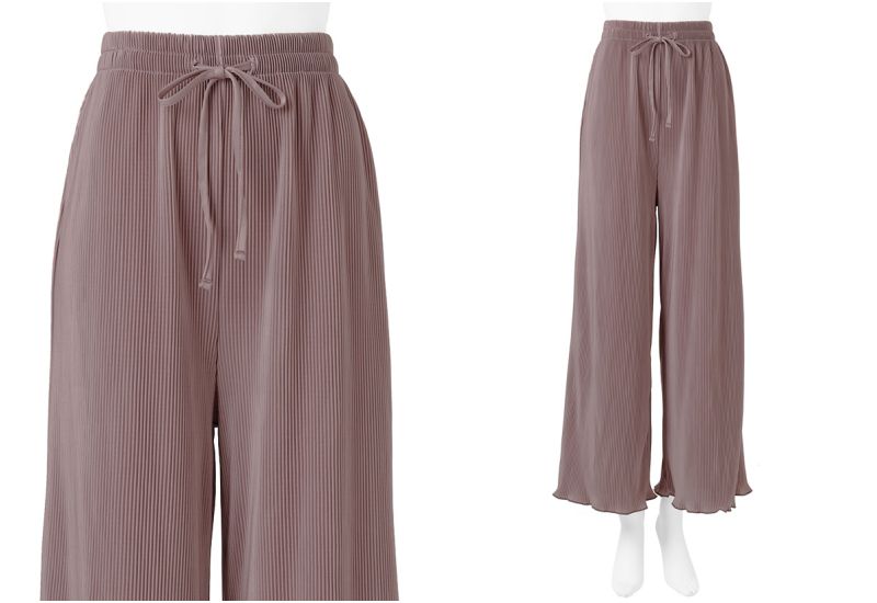 日本 GRL - 慵懶垂墜羅紋寬褲-星塵綠