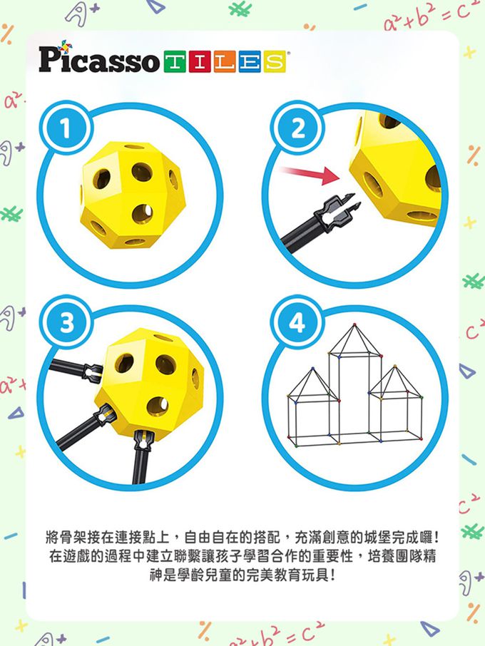 美國PicassoTiles - 兒童城堡建築套件-125片