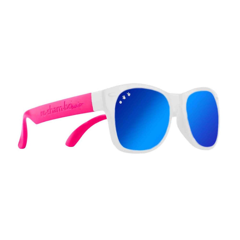 美國 Roshambo - Roshambo繽紛視界 時尚墨鏡-兒童款-粉白雙色-偏光鏡片藍 (5-12Y)