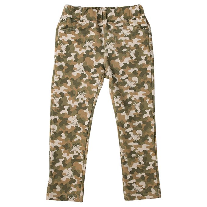 akachan honpo - 10分長經典褲 裏起毛-一般合身款-軍綠色