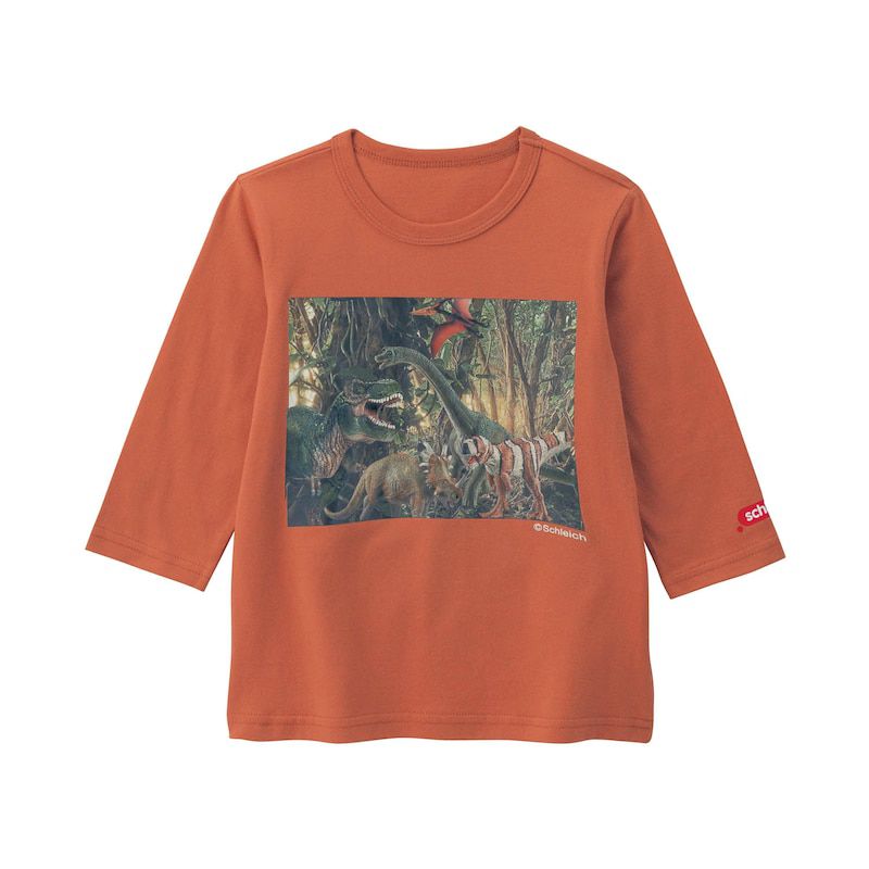 日本千趣會 - Schleich系列 印花七分袖上衣-暴龍-海軍藍