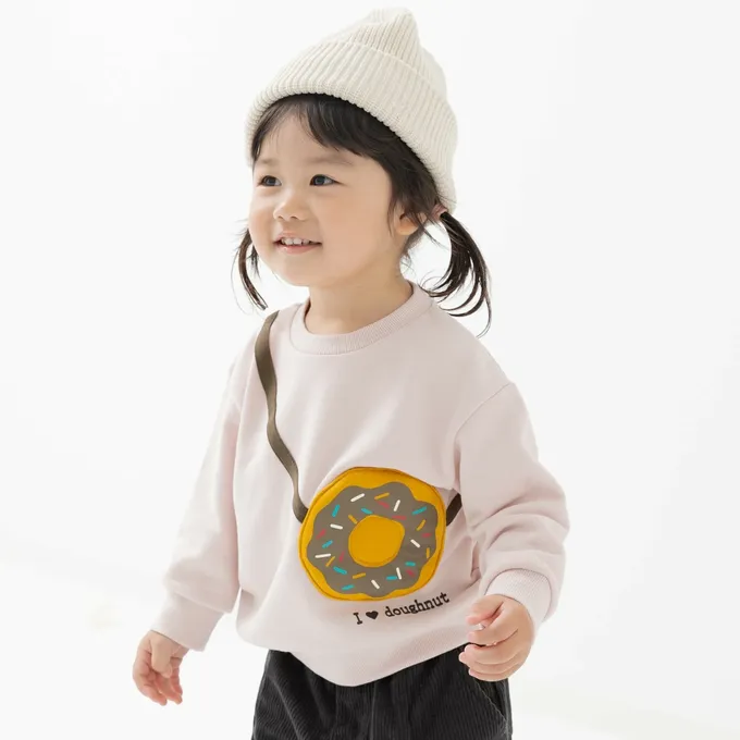 日本 Chil2 - 立體小包縮口長袖上衣-甜甜圈-粉紅