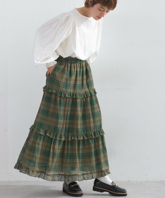 日本 Lupilien - 精緻格紋輕盈感分層俏麗長裙-紅