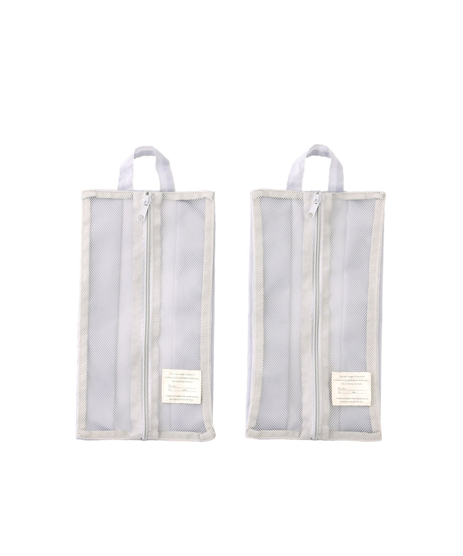 日本代購 - 網眼式旅行收納袋2件組(附掛勾)-米杏 (S(16×31×10cm))