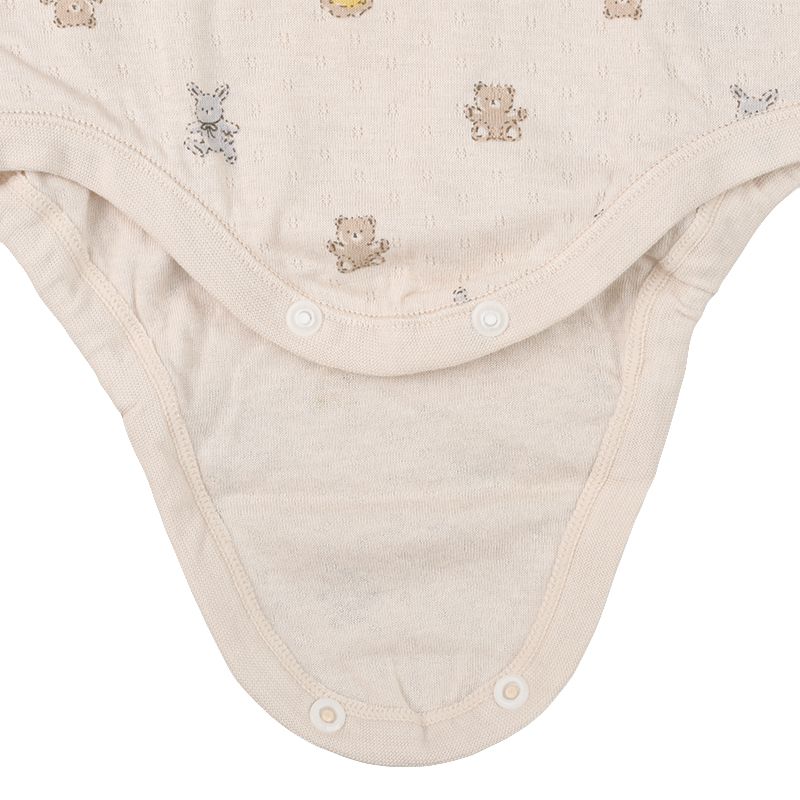 akachan honpo - 長袖套頭式包屁衣-鬆軟棉-卡其色