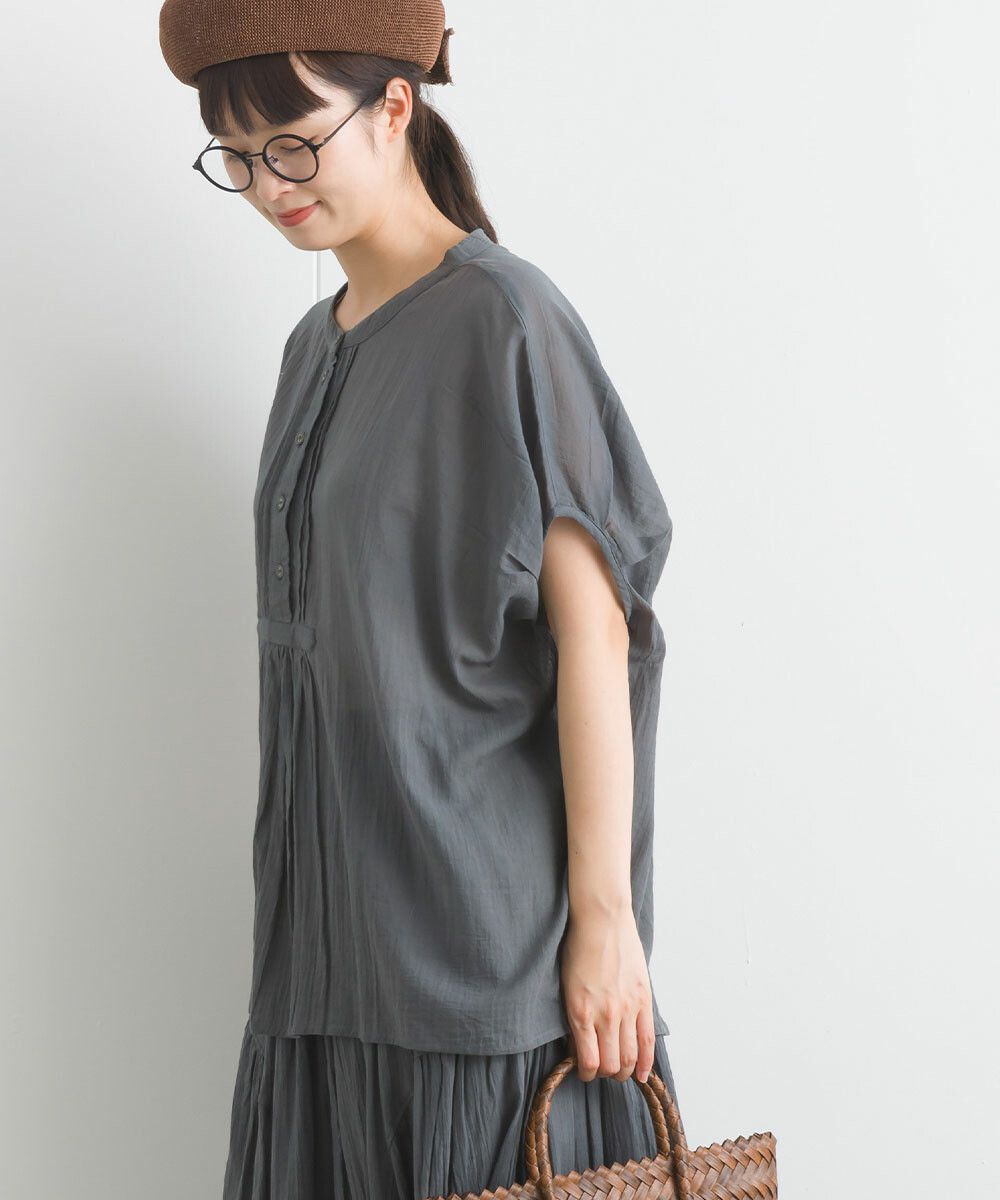 日本女裝代購 - 100%印度棉 空氣感落肩短袖上衣-淺卡其