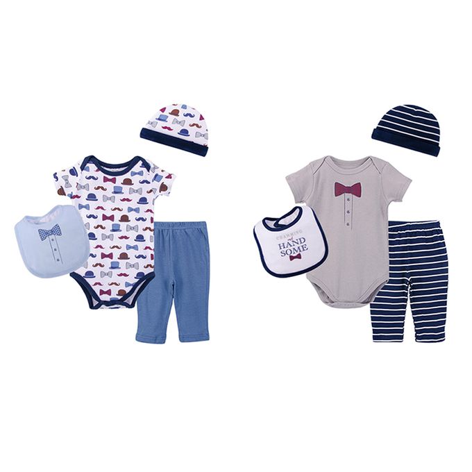 美國 Luvable Friends - 甜蜜寶貝嬰幼兒包屁衣與長褲最佳送禮 8入彌月禮盒組-完美男孩