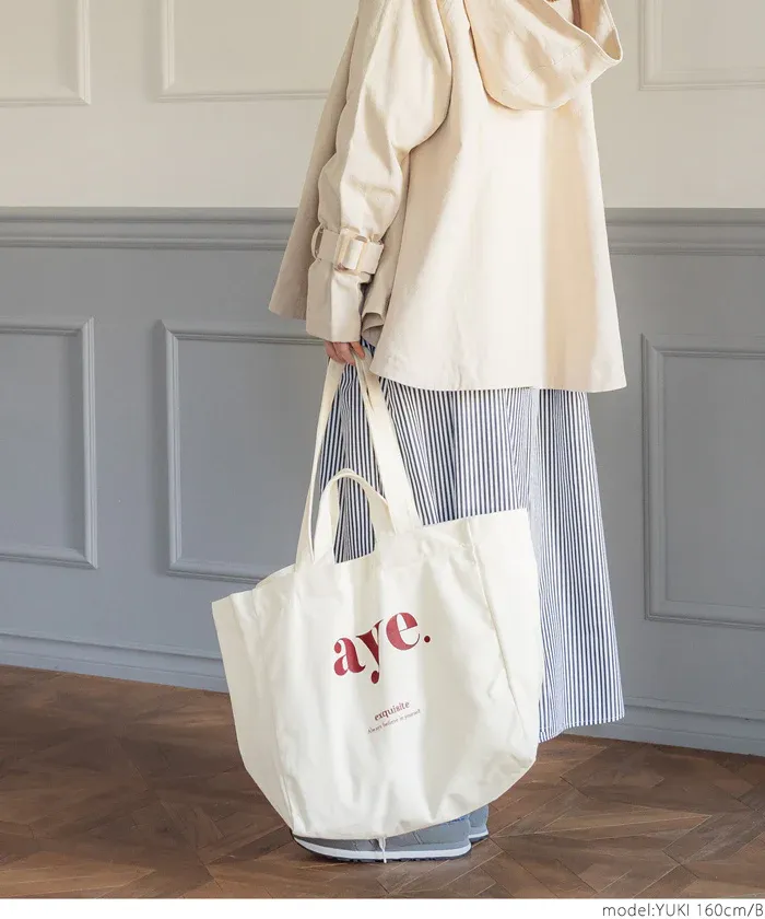 日本 COCA - 2WAY簡約大容量帆布袋-米白