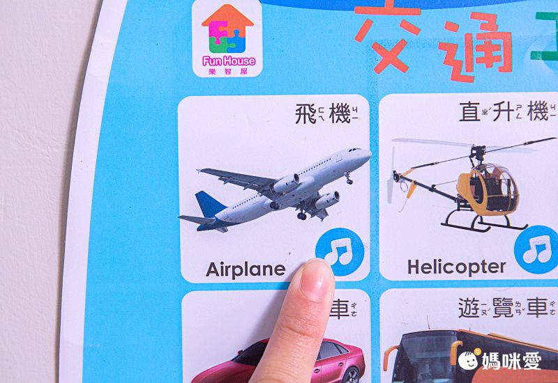 交通工具有聲掛圖-中英台3種語言+36個交通工具真實圖片+2首律動性兒歌+互動問答遊戲