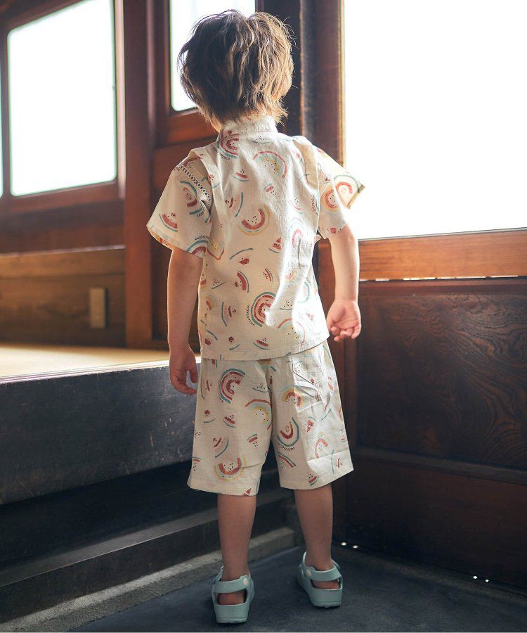 日本 apres les cours - 季節限量！清新可愛二件式甚平-彩虹西瓜-米白