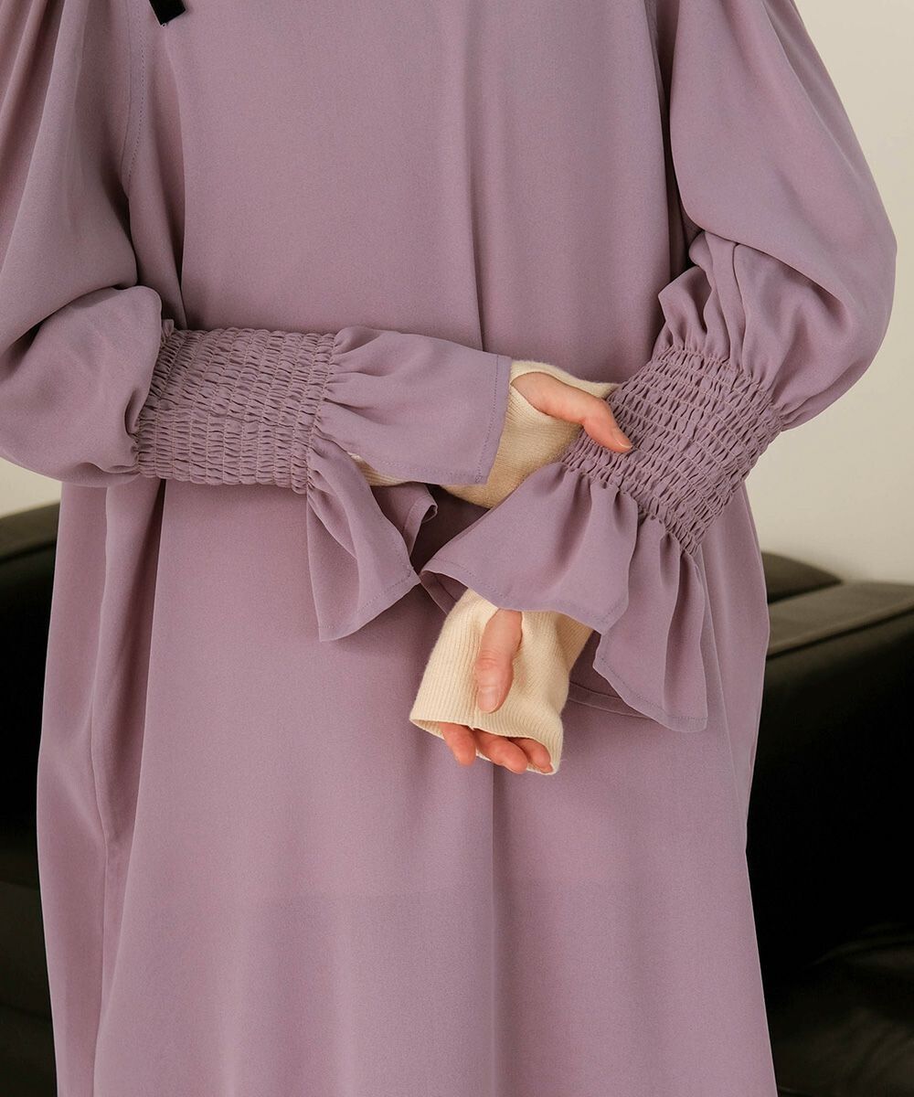 日本 Bab - 歐風垂墜感糖果袖洋裝-薰衣草