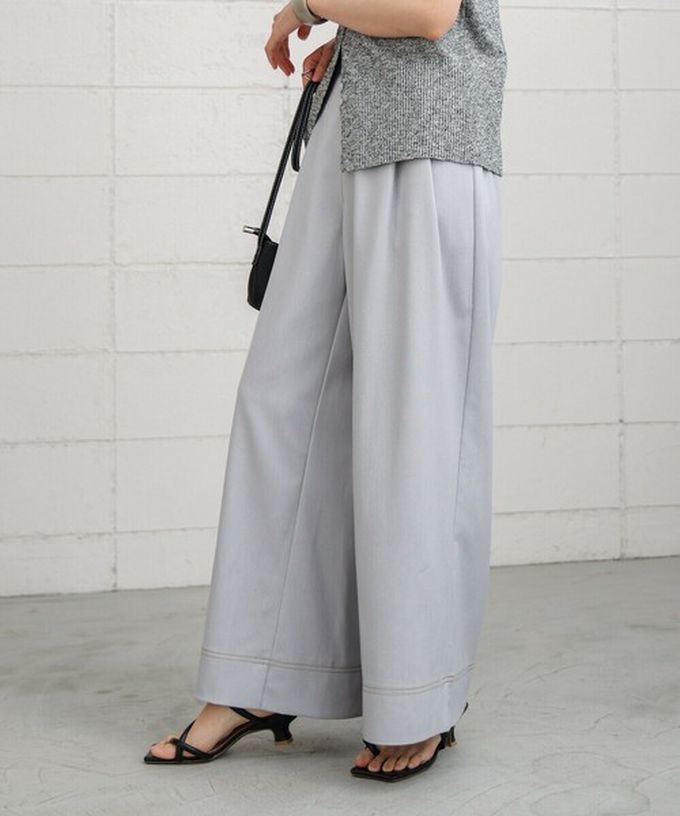 日本 Bab - 簡潔縫線俐落寬版長褲-黑