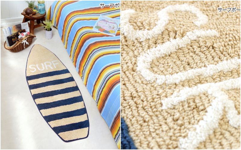 日本 TOMO - 夏威夷海洋風針織地墊-衝浪板L-SURF (L(約118×38cm))