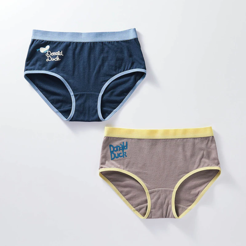 日本千趣會 - 迪士尼印花棉質內褲兩件組(媽媽)-小熊維尼-丹寧x黃