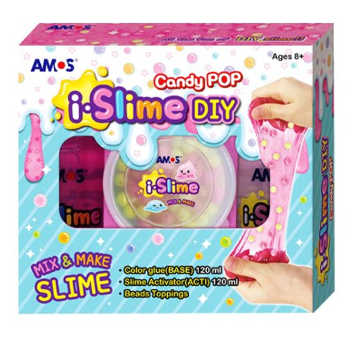 韓國 AMOS - 創意史萊姆-粉黃亮珠款