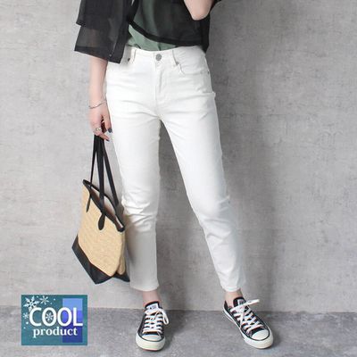 日本女裝代購 - Coolish 接觸涼感舒適快乾合身九分褲-白