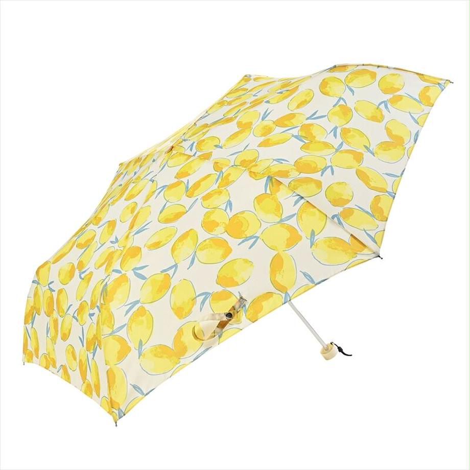 日本 nifty colors - 抗UV輕量 晴雨兩用折疊傘-酸甜檸檬-深藍 (直徑98cm/197g)