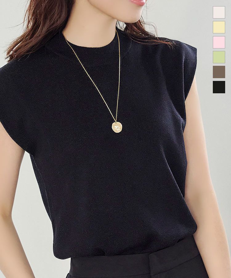 日本 Kobe Lettuce - 修身彈性薄針織無袖上衣-淺粉