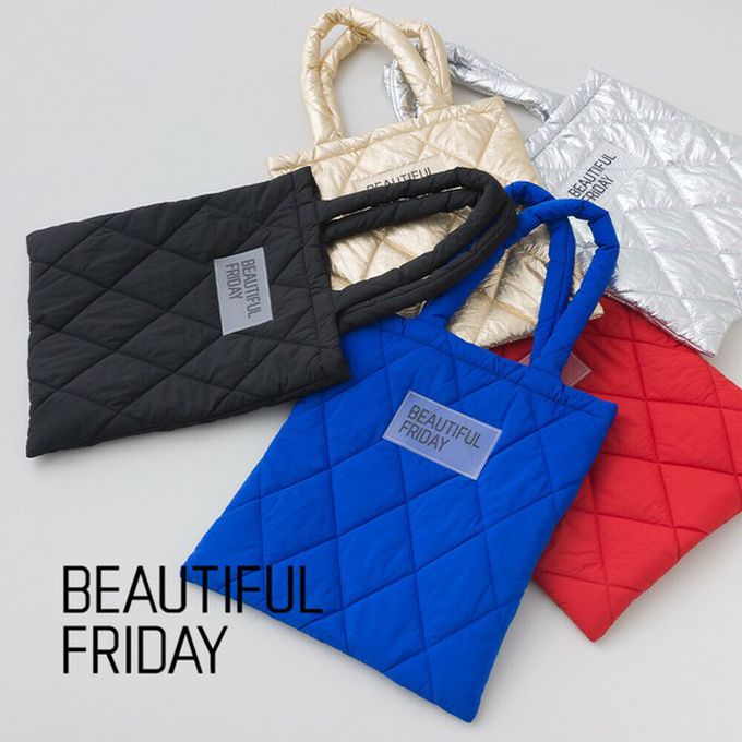 日本 OMNES - 輕巧大容量尼龍絎縫托特包-銀 (42x39cm)