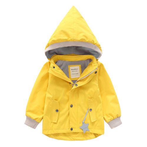 防風防雨反光衝鋒外套(加絨)-尖帽-黃色