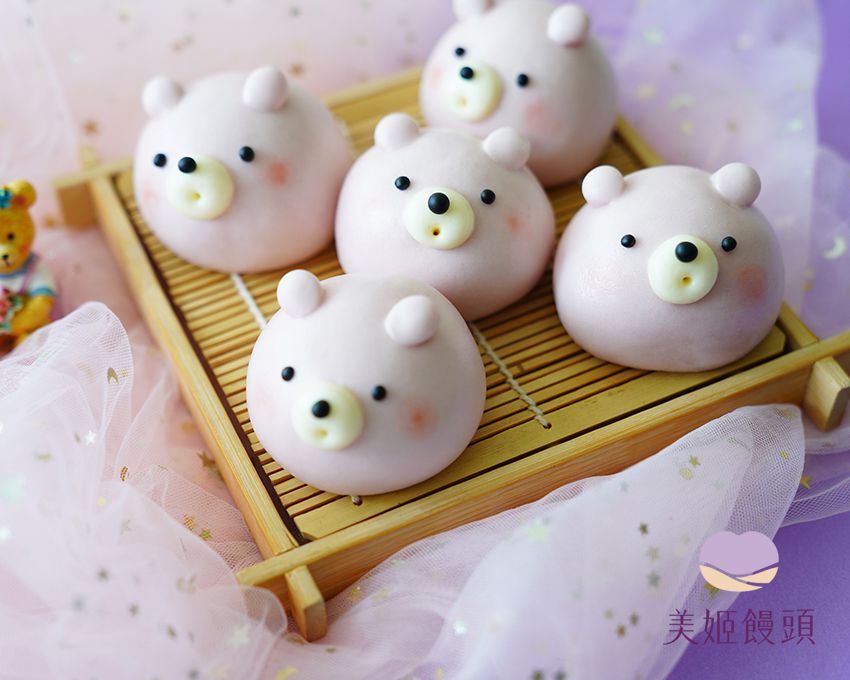 美姬饅頭 - 法式奶酥熊熊鮮乳造型包子 (一盒六入)-50g